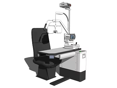 Advanced Ophthalmic Medical Equipment With Black Examination Chair And Diagnostic Instrument 3d model