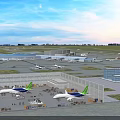 Bird's Eye View Planning of Airport Infrastructure with Terminal Runways and Parked Aircraft