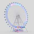 Colorful Ferris Wheel Amusement Ride With Decorative Base And Small Pavilions