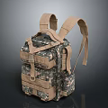 Camouflage Backpack With Adjustable Straps And Multiple Pockets For Daily Use 3d model