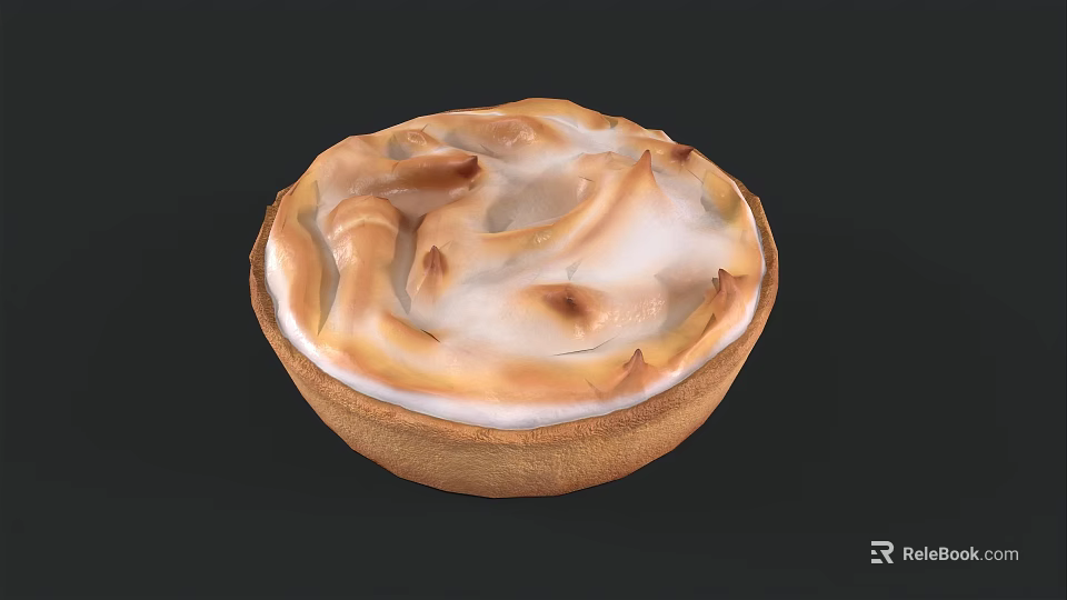 Delicious Baked Pie With Golden Meringue Topping And Flaky Crust 3d model 