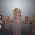 Various Wooden Entrance Doors With Carved Details And Different Panel Designs