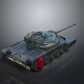 Military Tank 3D Rendering With Cannon Tracks Red Insignia And Number 61