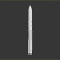 White Rocket Model for Space Exploration With Gray Gradient Background and Reflective Base