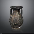 Ancient Ceramic Amphora Sculpture With Carved Phoenix And Decorative Motifs