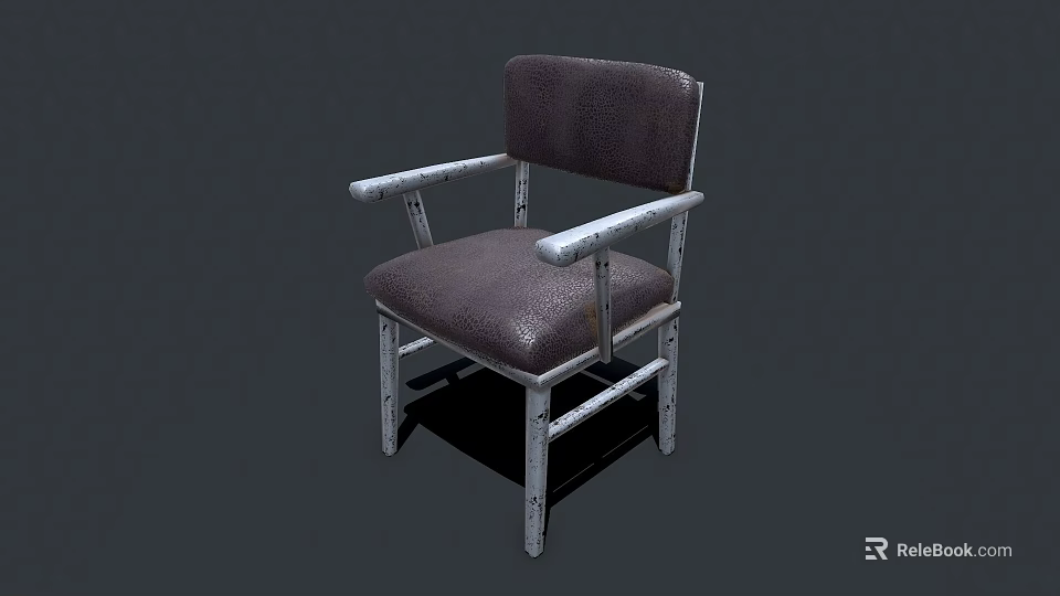 Comfortable Single Chair With Leather Seat And Metal Armrests Frame Design 3d model 