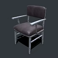 Comfortable Single Chair With Leather Seat And Metal Armrests Frame Design