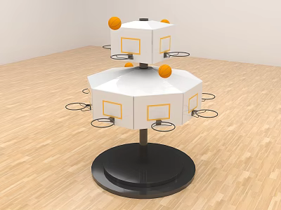 Agility Training Sports Equipment With Multi Layer White Cubes And Orange Target Balls 3d model