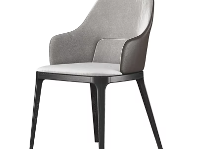 Modern Comfortable Lounge Chair With Gray Upholstery Armrest And Black Metal Legs 3d model