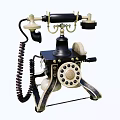 Vintage Rotary Dial Telephone Classic Communication Device With Coiled Cord And Metal Base
