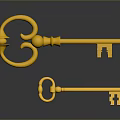 Pair Of Ornate Golden Keys With Metallic Shine And Intricate Design