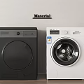 Sleek Black and White Front Loading Washing Machines with Digital Panels in Material