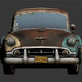 Vintage Rusty Teal Classic Car With Weathered Exterior And Brown Rust Spots