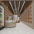 Interior Of Tobacco And Liquor Store With Liquor Shelves Tea Table And Display Cabinet