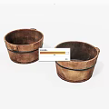 Two Rustic Wooden Buckets As Traditional Household Living Supplies For Home Use