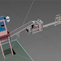 Industrial Equipment System With Blue Red Hoppers White Processor Yellow Frame And Conveyor Belt