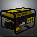 Yellow 4000 Watts Portable Generator With Black Frame And Control Panel 3d model