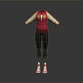 Stylish Casual Outfit Red Jacket With Beige Sleeves Black Pants And Pink Sneakers