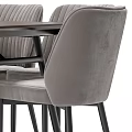 Modern Dining Table with Striped Gray Fabric Chairs for Multiple People 3d model