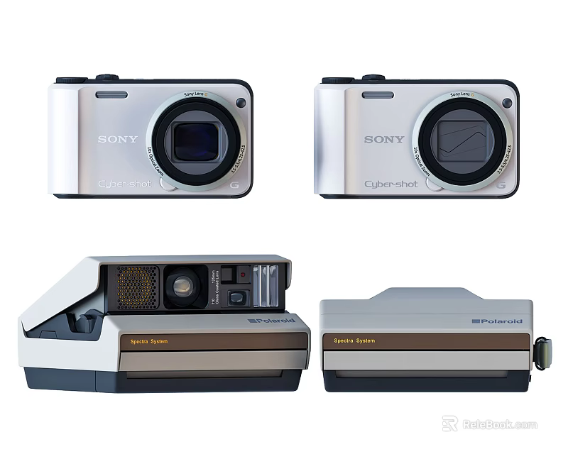 Sony Classic Digital Cameras Featuring Vintage Design And Various Retro Models 3d model 