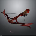 Red Decorative Bow Weapon With Unique Design Bowstring And Arrow Details