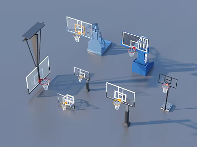 Various Basketball Hoop Styles Quality Sports Equipment for Training and Games 3d model