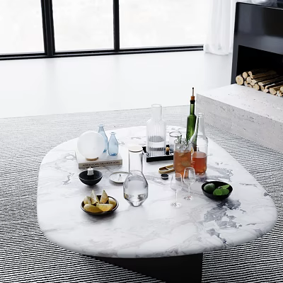 Modern Coffee Table Ornaments Combination Wine Set Fruit Plate Books 3d model