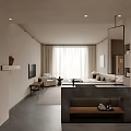 Modern Hotel Room Interior With TV Sofa Bed Window Curtains And Gray Floor