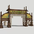 New Chinese style ancient building archway Guochao Guofeng block night market entrance and exit Meichen archway scenic spot gate tower scenic spot gate Guofeng entrance and exit market night city entrance and exit 3d model