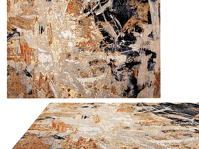 Modern Abstract Square Rug With Brown Beige Black Textured Patterns 3d model