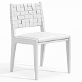 Modern Single Chair With Woven Backrest Black Wooden Frame And Light Brown Leather Seat
