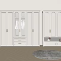 Elegant Modern White Wardrobe With Glass Doors Brass Handles And Storage Drawers
