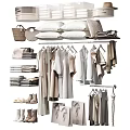 Modern Stylish Clothes on Hangers With Folded Apparel Shoes And Accessories