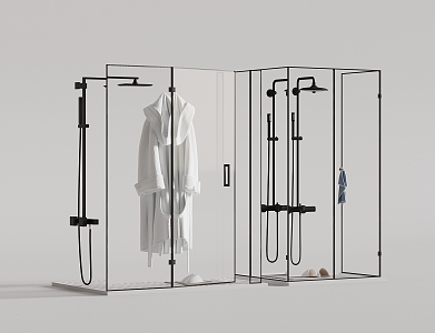 Shower room partition shower bathrobe 3d model