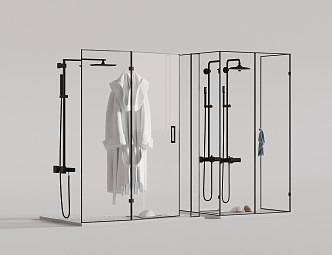 Shower room partition shower bathrobe 3d model