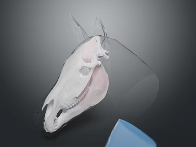 Anatomical 3D Model of Horse Skull Displaying Organ Structures and Hair Details 3d model