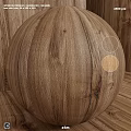 Wooden Sphere Component With Detailed Wood Grain Texture And Wooden Background