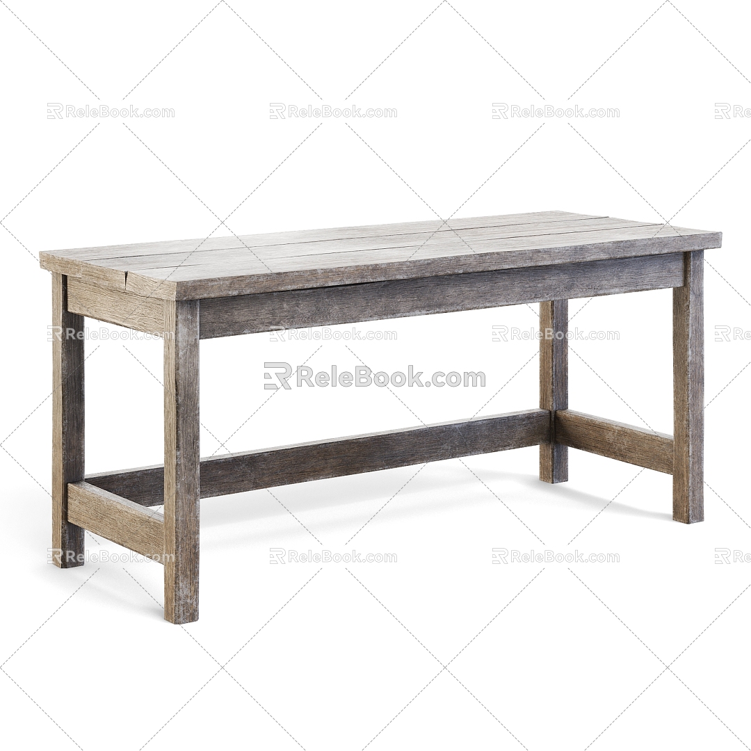 Old Wood Table Table Desk Desk Dining Table 3d model