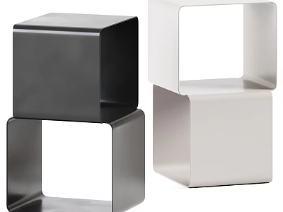 Modern Minimalist Black And White Square Side Table With Open Stackable Design 3d model