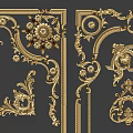 Golden European Style Detailed Decorative Carvings With Floral Vines And Patterns
