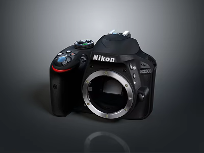 Nikon D3500 DSLR Camera Body With Lens Mount And Control Buttons 3d model