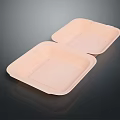 Two Light Pink Square Plastic Food Containers For Practical Household Use 3d model