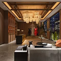 Elegant Hotel Lobby Interior Design With Pendant Chandeliers Reception Counter And Marble Flooring