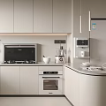 Modern Kitchen Interior With Light Cabinets Built in Appliances Sleek Countertop And Natural Light