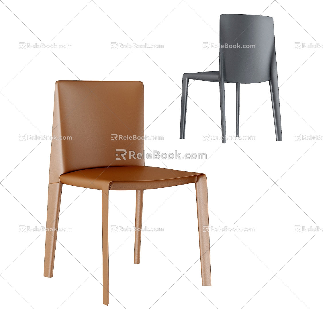 Modern single chair chair dining chair 3d model