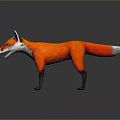 Vibrant Orange Fox 3D Model Game Movie Character With White Chest And Black Legs