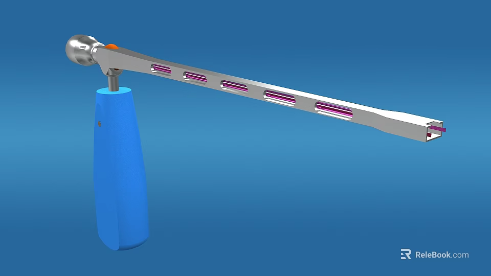 Medical Surgical Instrument With Blue Handle Metal Rod And Multiple Slots Design 3d model 