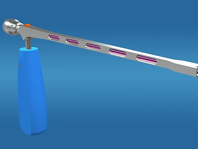 Medical Surgical Instrument With Blue Handle Metal Rod And Multiple Slots Design 3d model