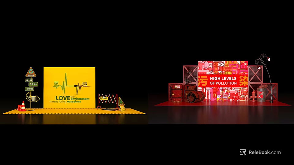 Love Movement And High Stress Level Display With Decorative Models 3d model