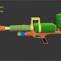 Colorful Sci Fi Weapon 3D Model With Green Blue Red Purple Barrel Grip Design